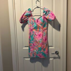 Lilly Pulitzer Lunetta Dress in Surf Blue Bonita Blooms